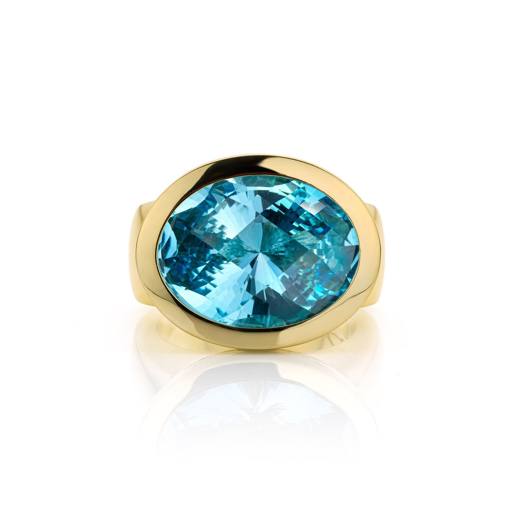 For Sale:  Cober with oval cut with Topaz and 2 x 0.09 Carat 2 x 0.18 Carat Diamonds Ring 4