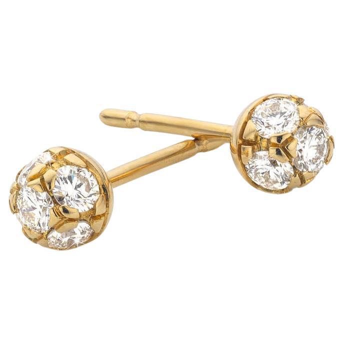 Cober with pavé 5 x 0.046 Carat Brilliant-cut Diamonds each Stud Earrings For Sale