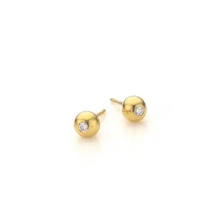Contemporary Cober Yellow gold ear studs with 2 Diamonds of 0.05 ct Stud Earrings Available For Sale