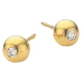 Cober Yellow gold ear studs with 2 Diamonds of 0.05 ct Stud Earrings Available For Sale