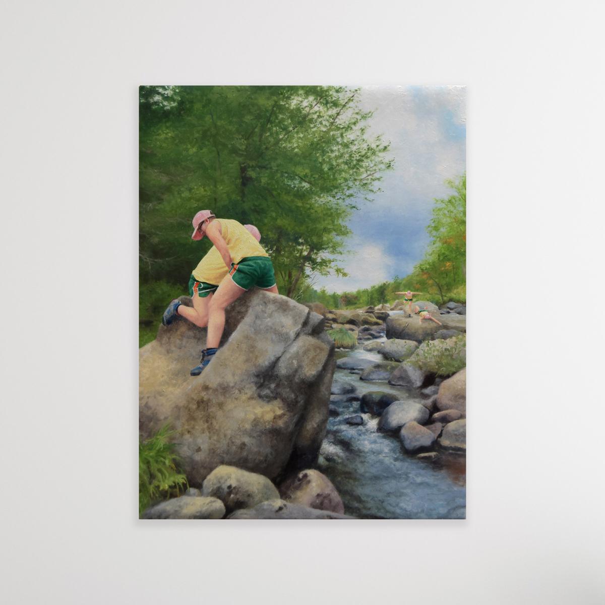 Untitled (Ausable River 1) - Contemporary figurative landscape oil painting - Painting by Cobi Moules