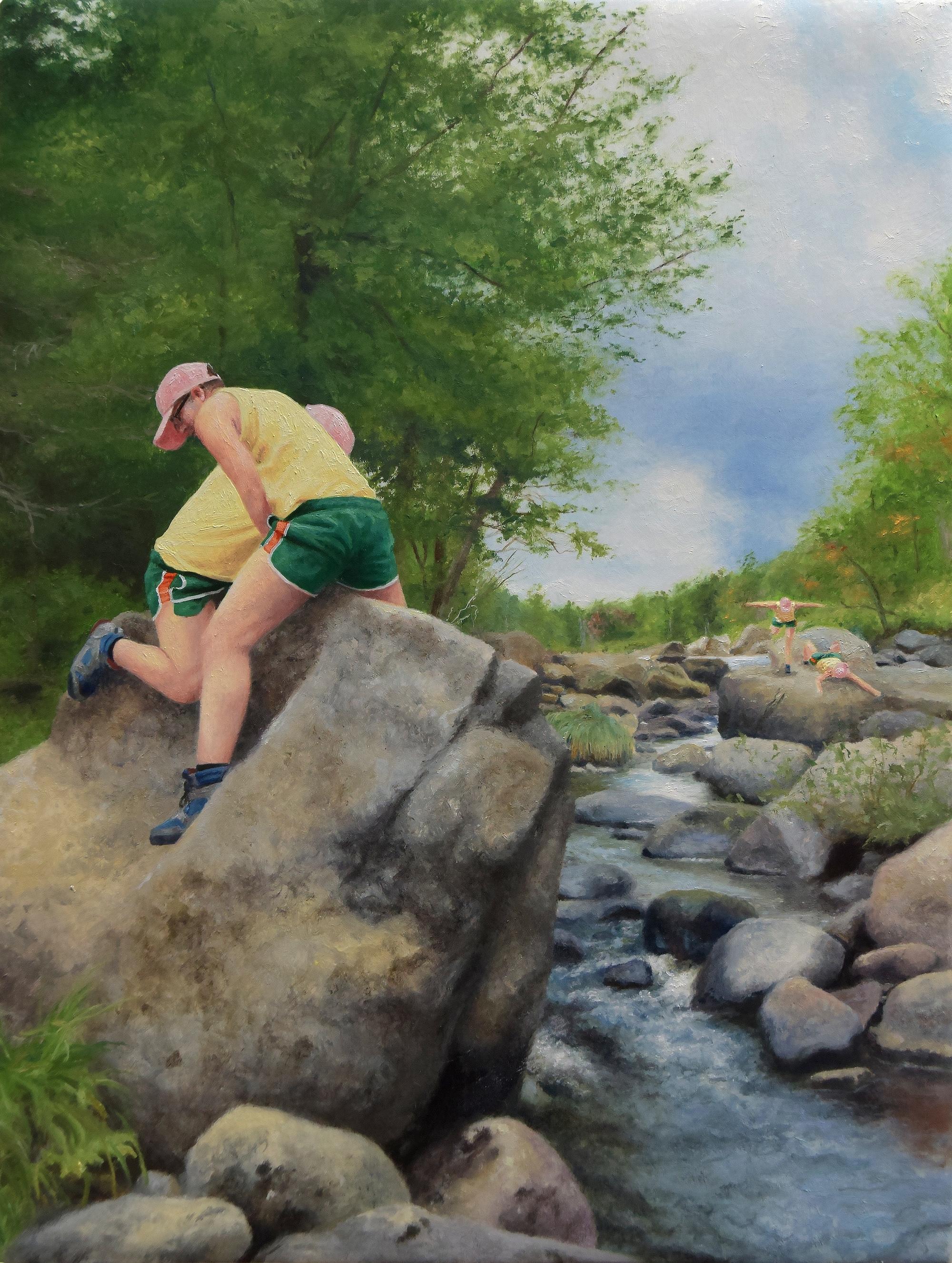 Cobi Moules Figurative Painting - Untitled (Ausable River 1) - Contemporary figurative landscape oil painting