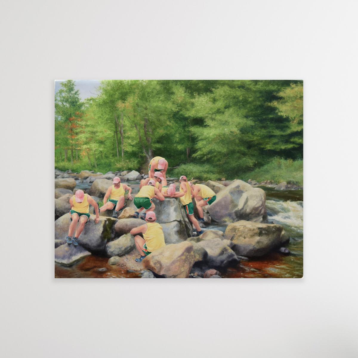 Untitled (Ausable River 2) - Contemporary figurative landscape oil painting - Painting by Cobi Moules