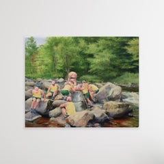 Senza titolo (Ausable River 2) - Pittura ad olio di paesaggio figurativo contemporaneo