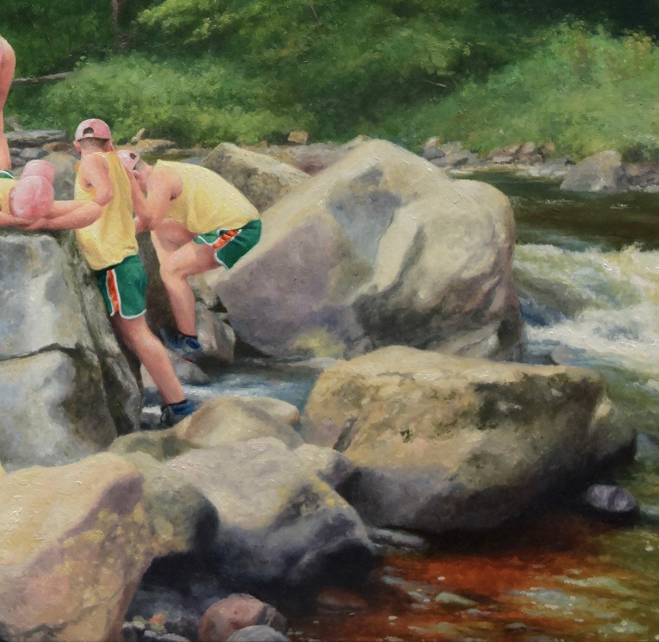 Figurative hyperreal landscape oil painting, 