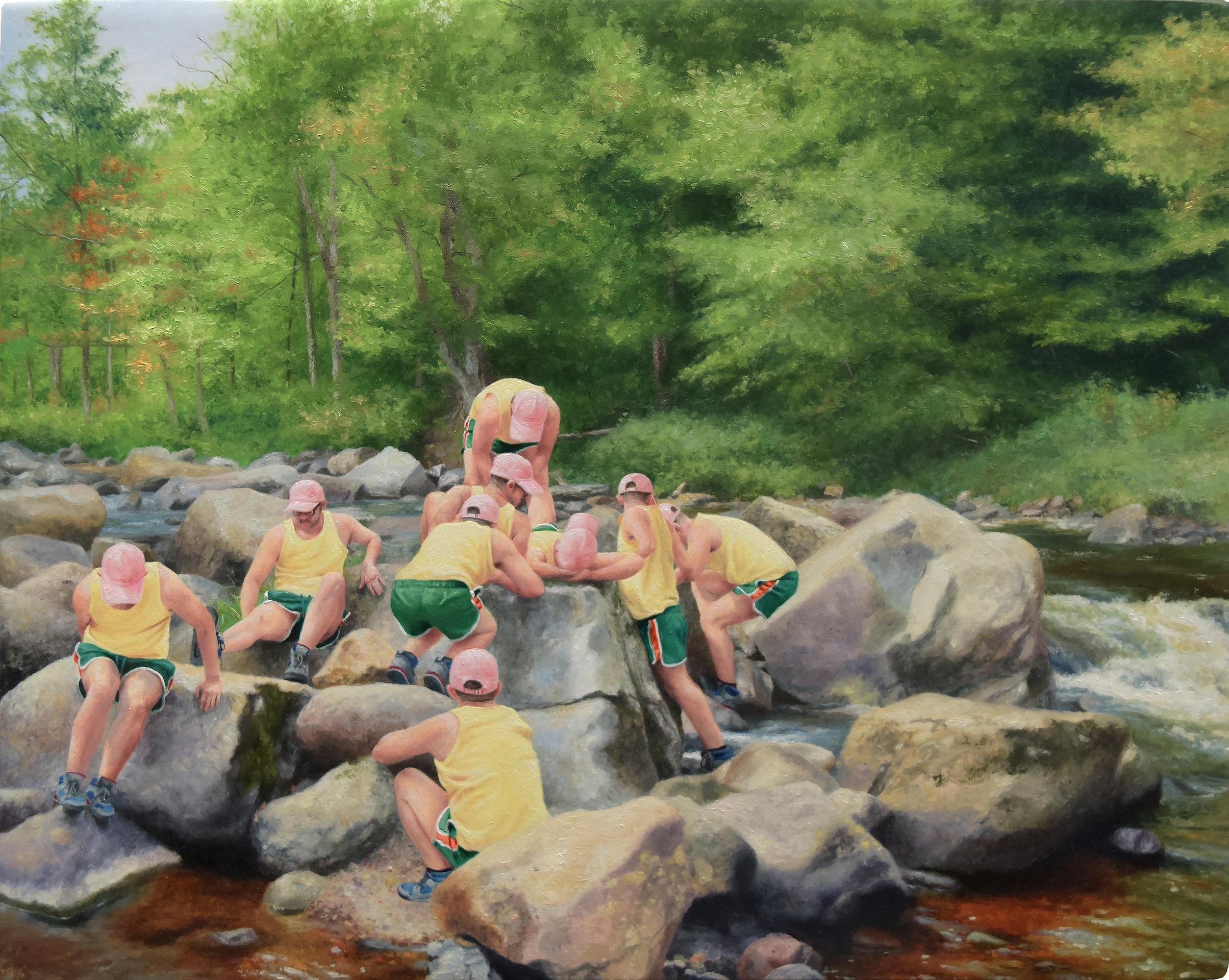 Cobi Moules Figurative Painting - Untitled (Ausable River 2) - Contemporary figurative landscape oil painting