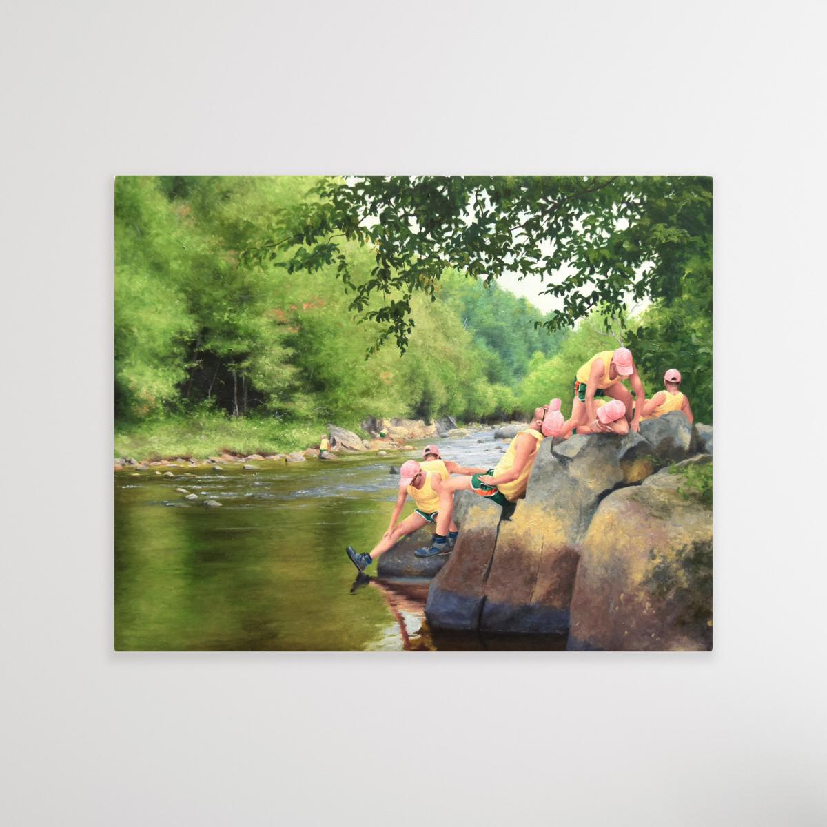 Untitled (Ausable River 3) - Contemporary figurative landscape oil painting - Painting by Cobi Moules