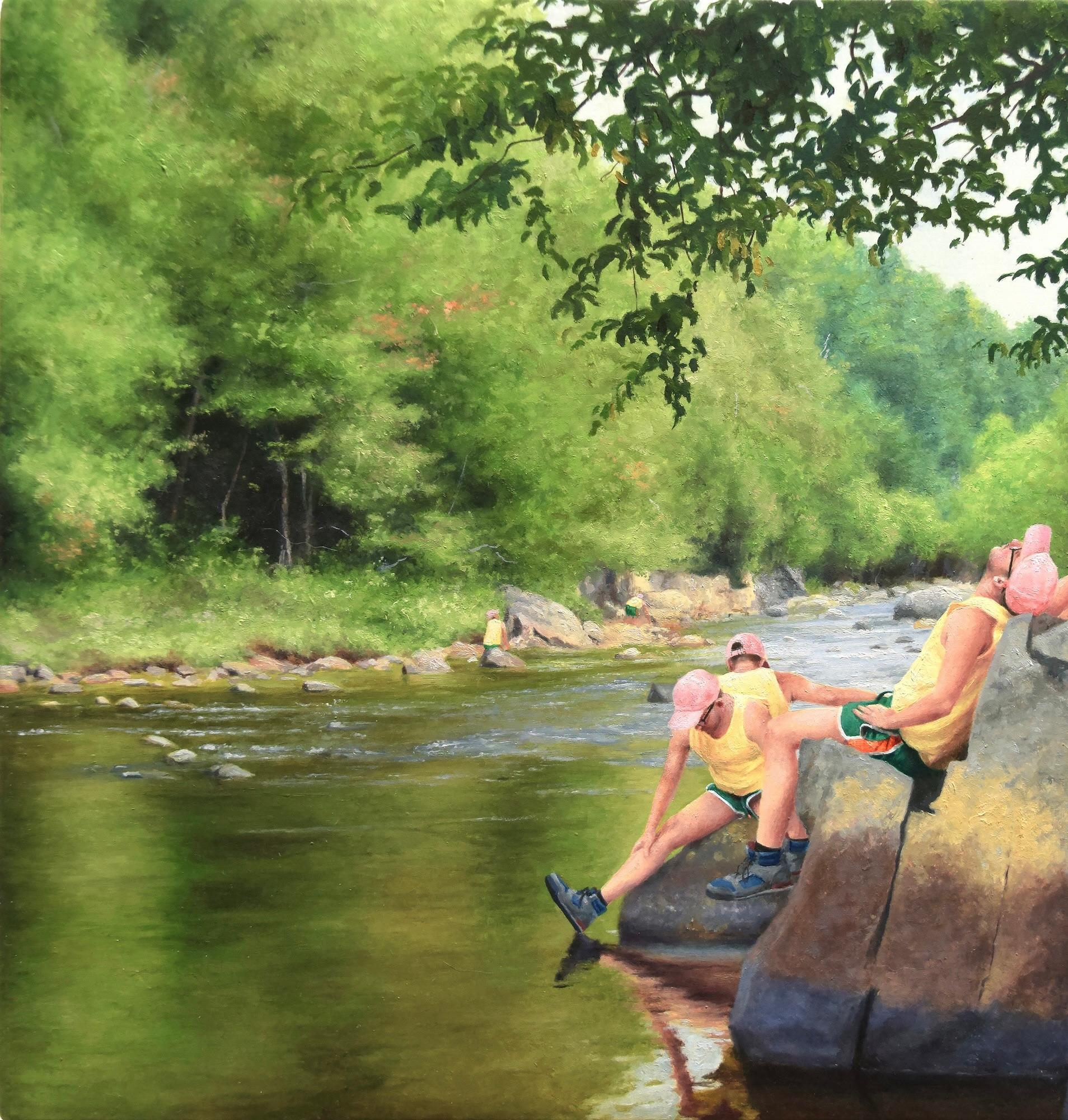 Untitled (Ausable River 3) - Contemporary figurative landscape oil painting 1