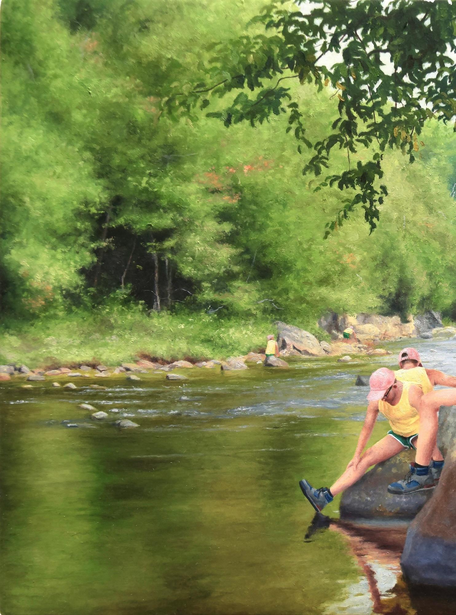 Untitled (Ausable River 3) - Contemporary figurative landscape oil painting 2