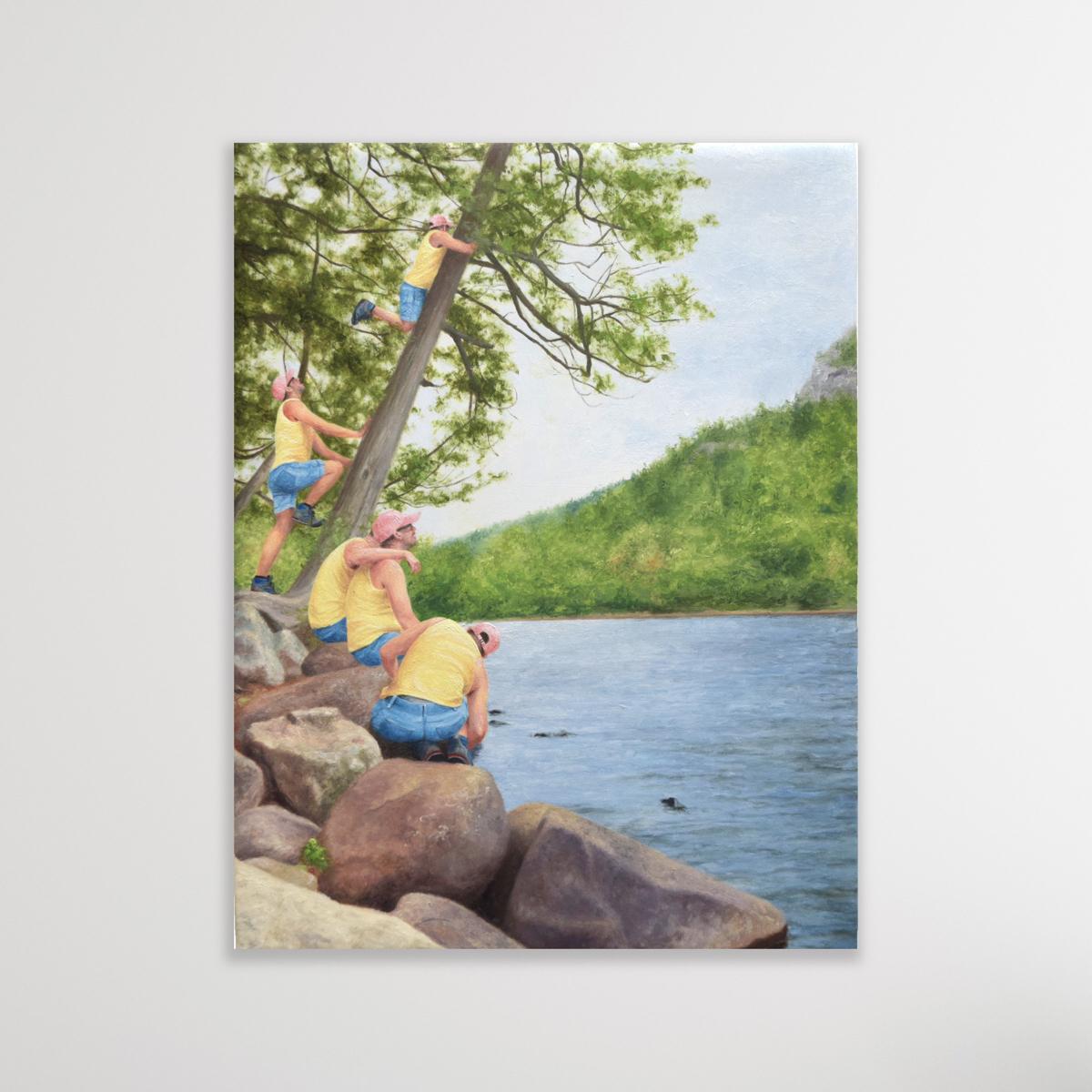 Untitled (Chapel Pond) - Contemporary figurative landscape oil painting - Painting by Cobi Moules
