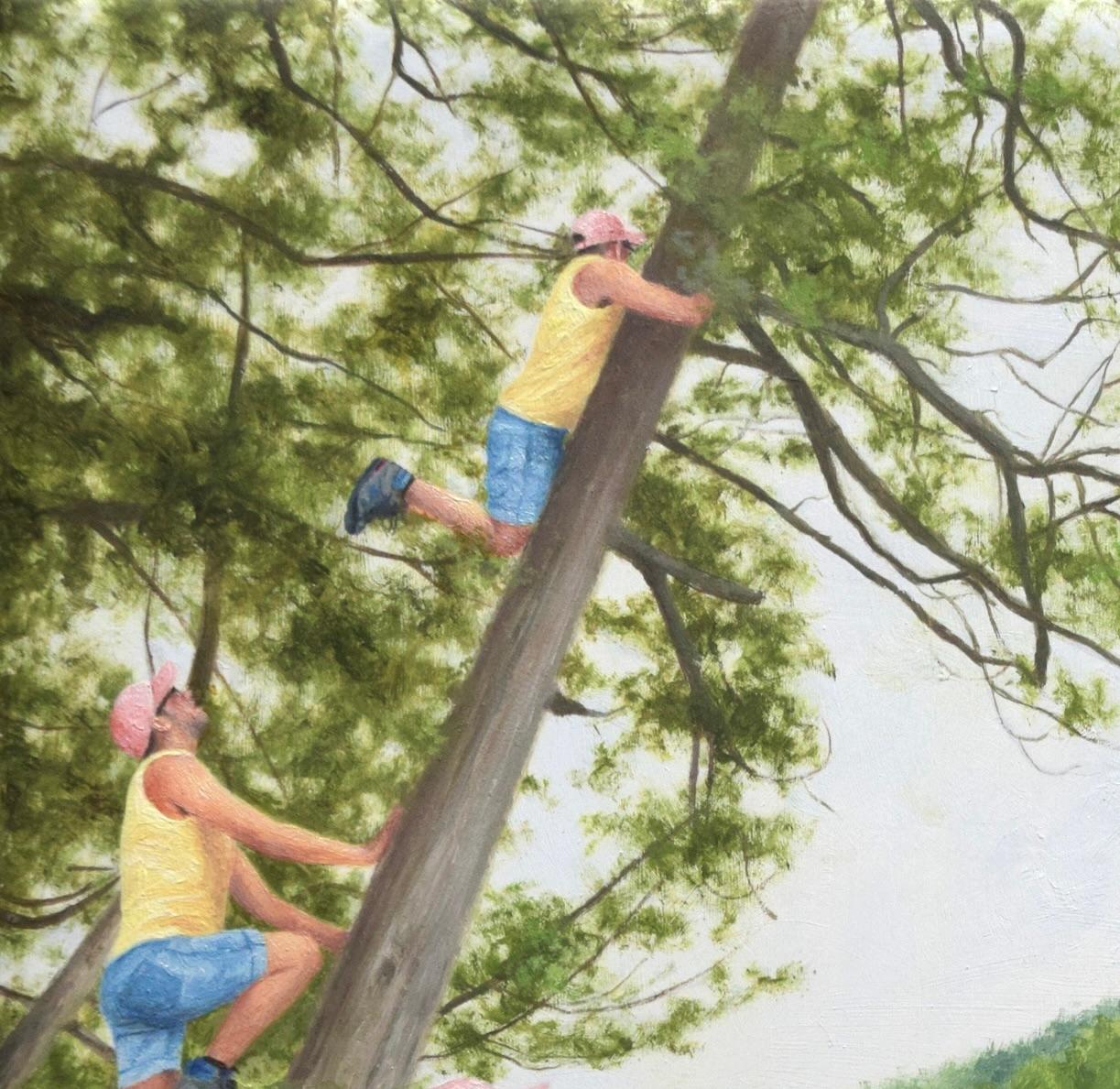 Figurative hyperreal landscape oil painting, 