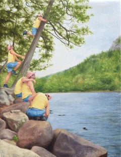 Untitled (Chapel Pond) - Contemporary figurative landscape oil painting