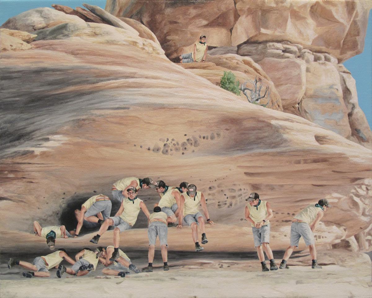 Cobi Moules Landscape Painting - Untitled (Island in the Sky) - Figurative landscape oil painting