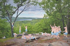 Sans titre (Vue de fontaine du lac de Schroon) - Peinture à l'huile figurative de paysage