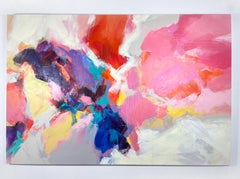 Dream Bigger, 48" x 72", große, leuchtend farbenfrohe abstrakte Acryl auf Leinwand, 2023