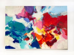 Message in my Dream, XL bright colorful abstract, acrylic on canvas, 2022