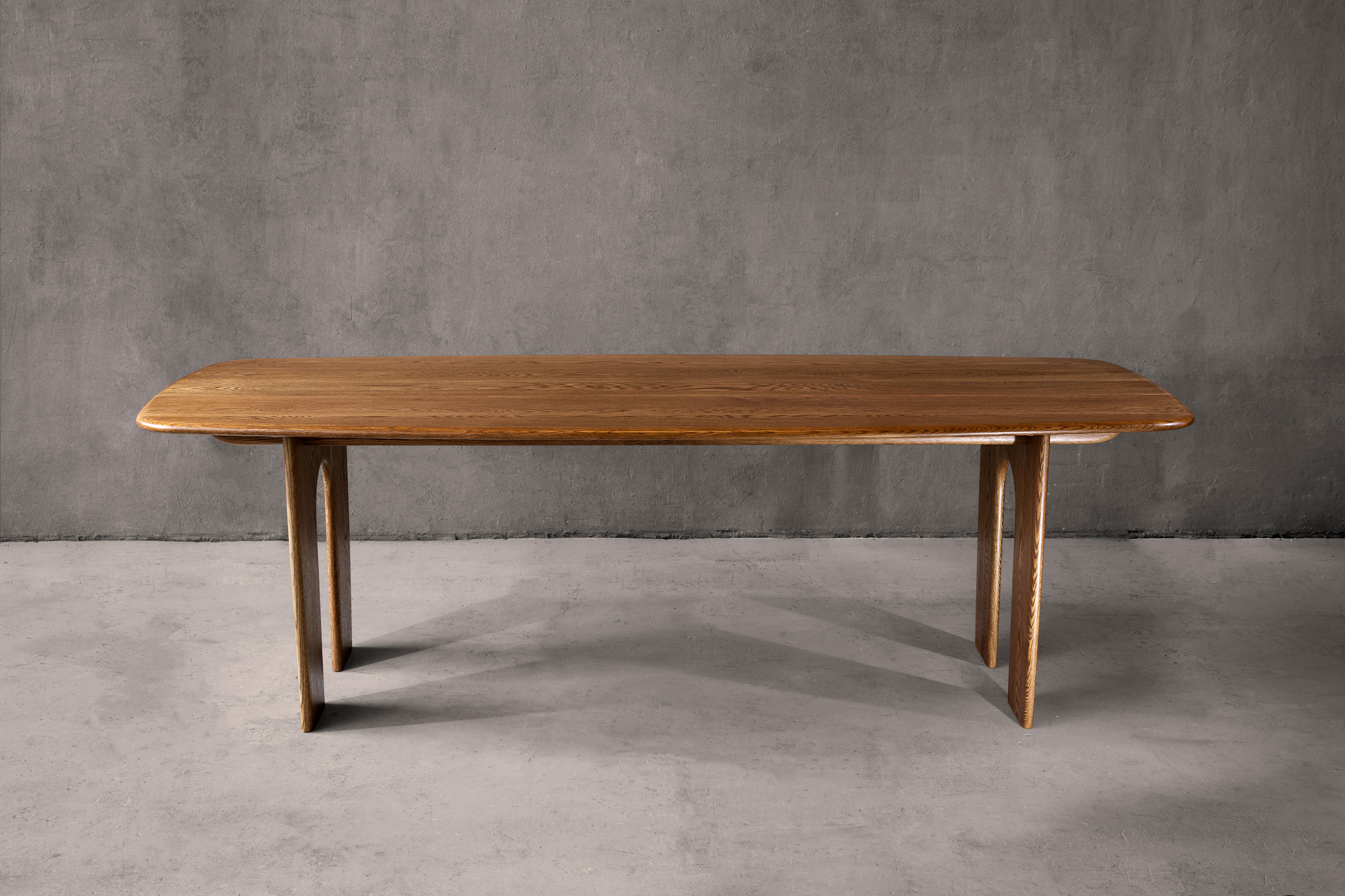 Inspired by the fishing boats traditionally used on the North East English coast. A made-to-order dining table designed by Lind + Almond and handcrafted in the UK.

Constructed from the finest American oak with pronounced grain and hand polished to