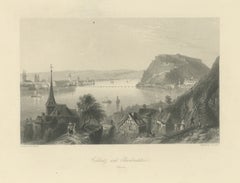 Coblentz and Ehrenbreitstein, Rhine, Steel Engraving after Bartlett, c. 1845