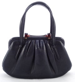 Coblentz Italian Soft Black Leather Handbag with a Faux Tortoiseshell Clasp