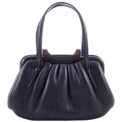 Coblentz Italian Soft Black Leather Handbag with a Faux Tortoiseshell Clasp