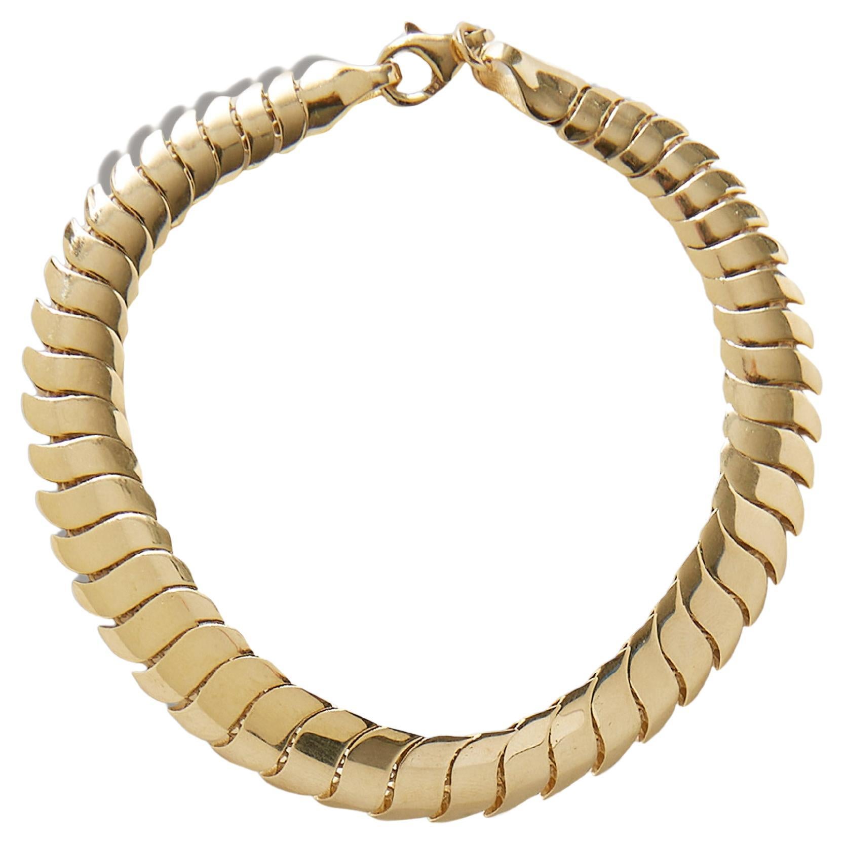 Cobra Chain Bracelet II 14k Solid Yellow Gold For Sale