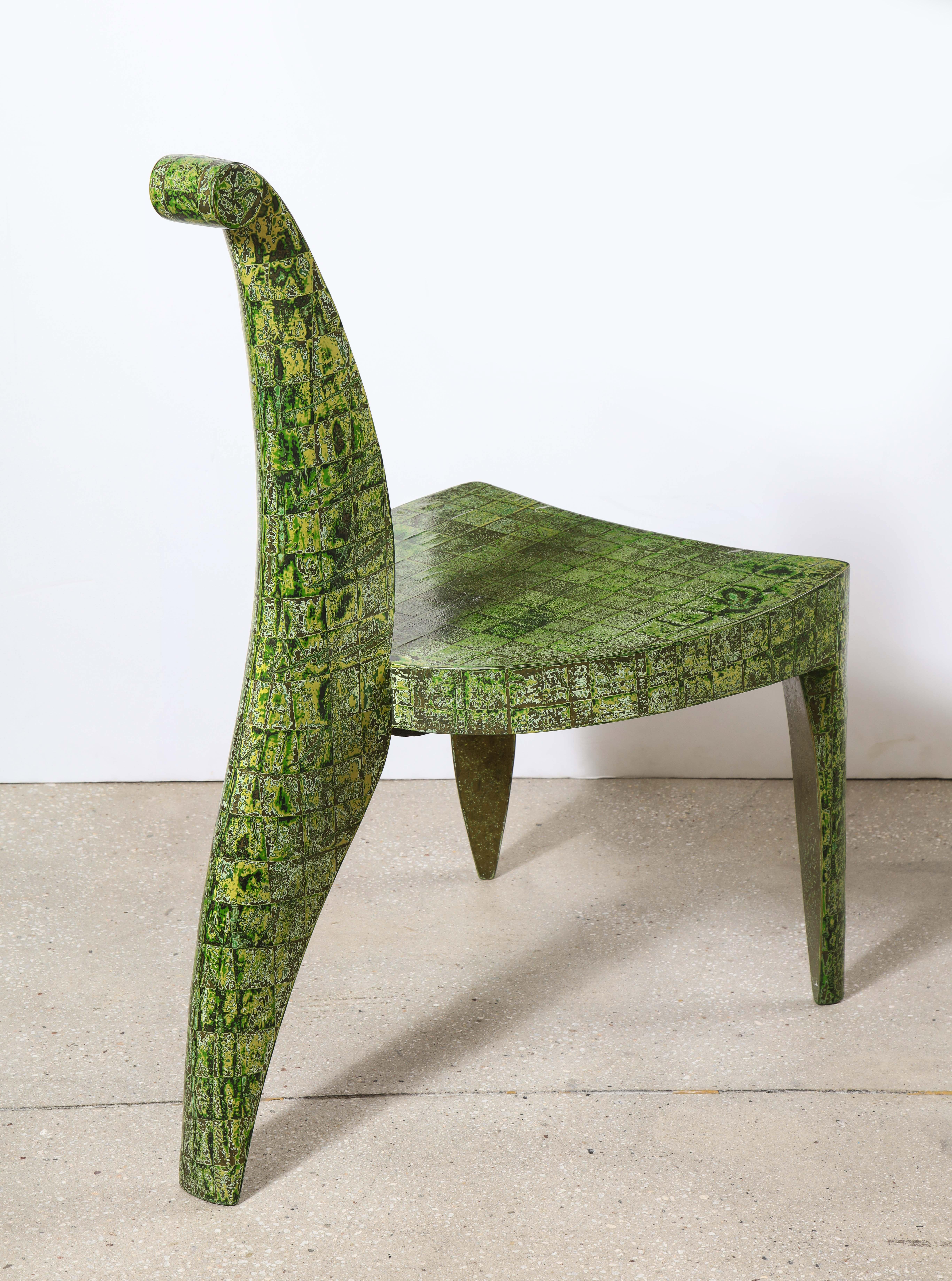 “Cobra” sculptural green lacquered chair, by Alasdair Cooke 4