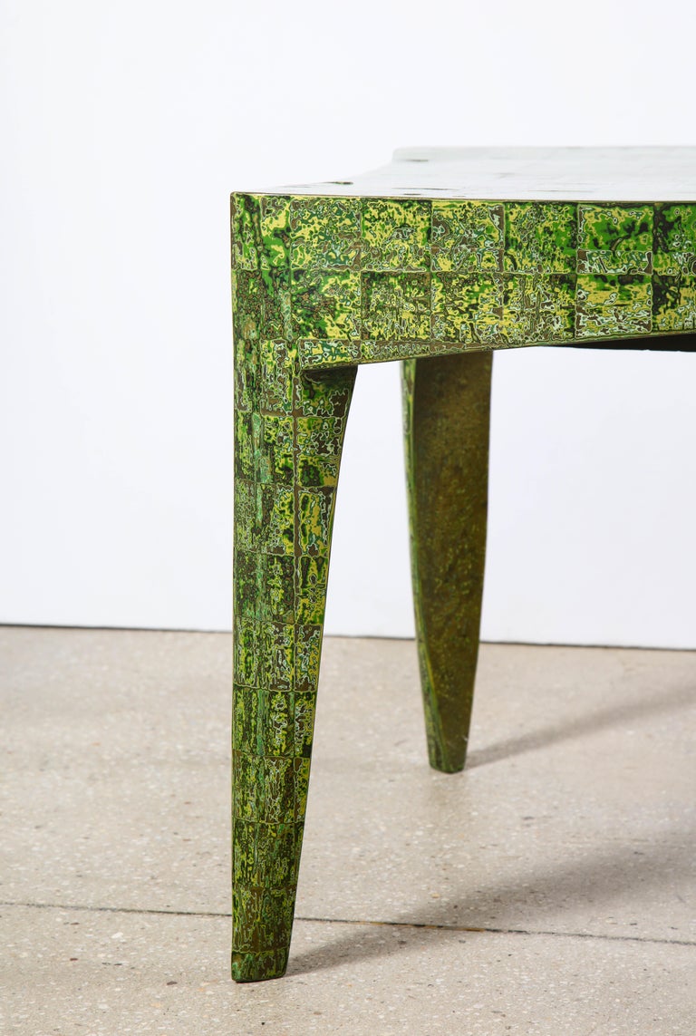 Late 20th Century “Cobra” sculptural green lacquered chair, by Alasdair Cooke For Sale