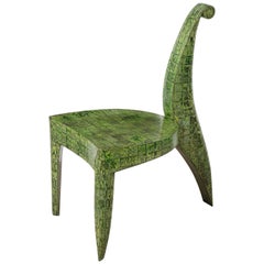 “Cobra” sculptural green lacquered chair, by Alasdair Cooke