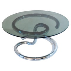 Cobra Coffee Table by Giotto Stoppino, Chromed Metal & Smoked Glass
