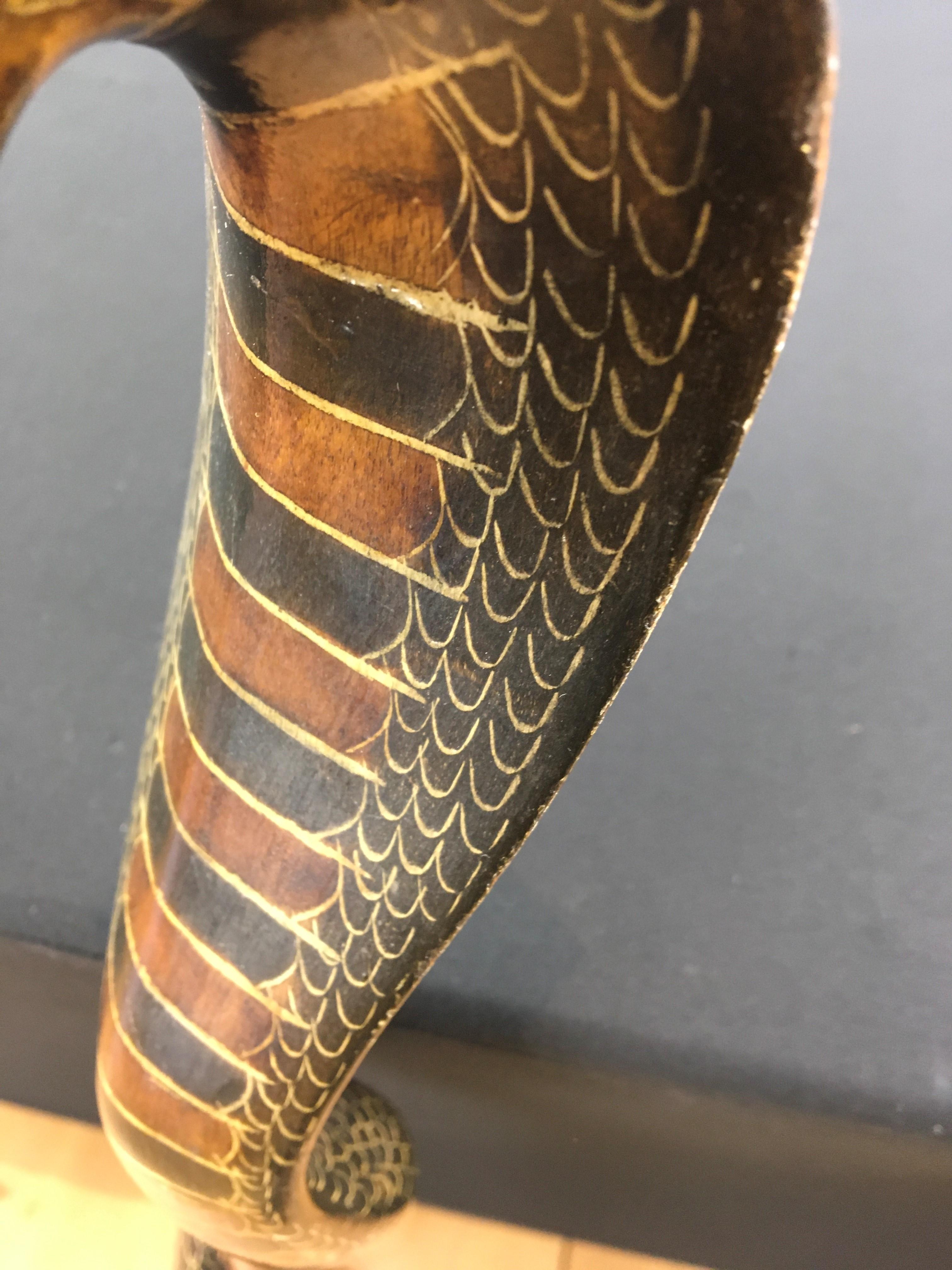 Cobra Hand, Carved Walking Stick, Walking Cane In Good Condition In Retie, BE
