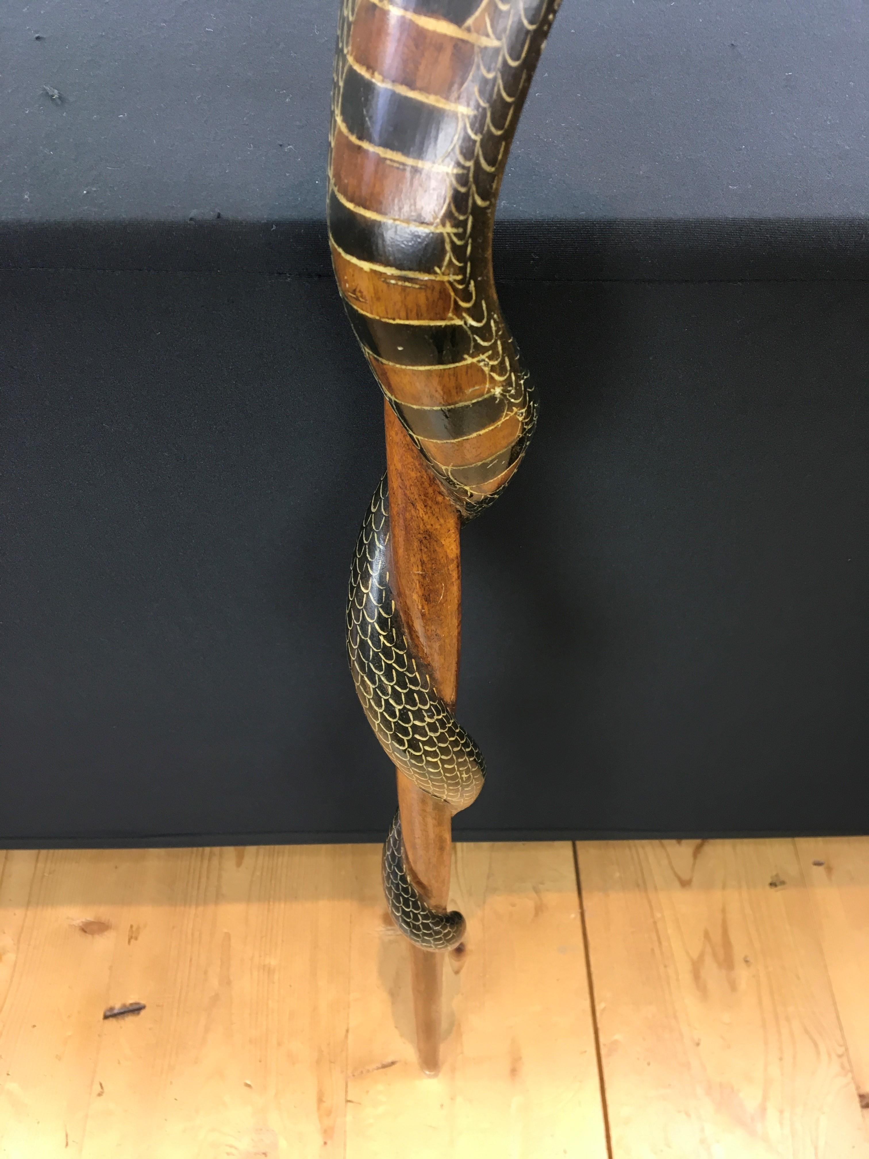 Wood Cobra Hand, Carved Walking Stick, Walking Cane