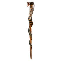 Vintage Cobra Hand, Carved Walking Stick, Walking Cane