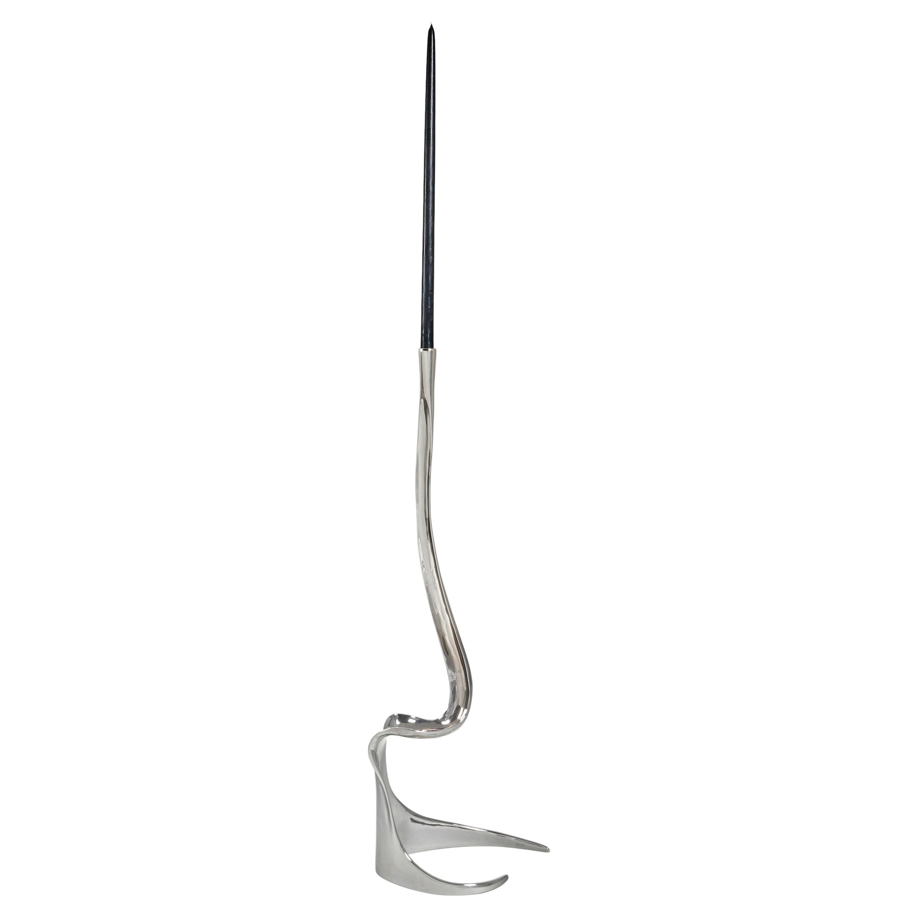 Portacandele Cobra Nickel in ottone, Viya di Vikram Goyal
