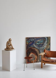 Cobra Painting by Danish Artist Erik Nyholm, Mixed Media & Oil Dated 1965