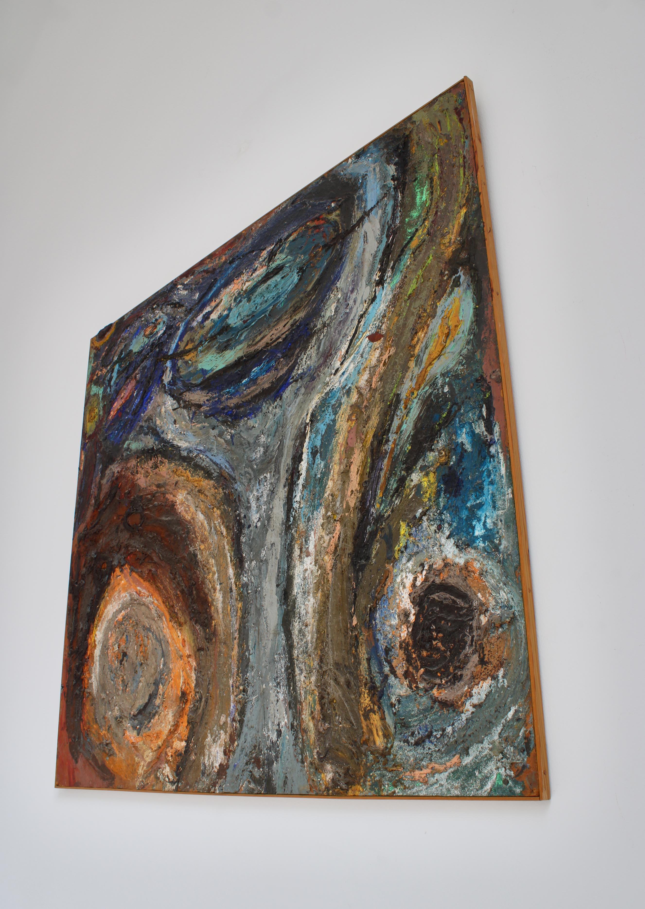 Mid-20th Century Cobra Painting by Danish Artist Erik Nyholm, Mixed Media & Oil Dated 1965 For Sale
