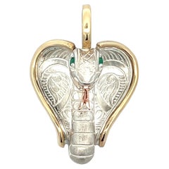 Cobra Pendant Sterling Silver 14k Gold Emeralds Snake Chain