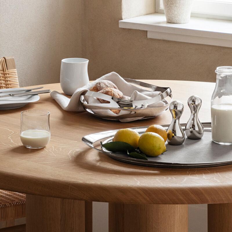 Almost appearing like two small humorous characters, this stainless steel salt and pepper shaker set has an ergonomic and organic form that simply cries out to be touched. They make an unusual and quirky addition to any table top, whether it’s a