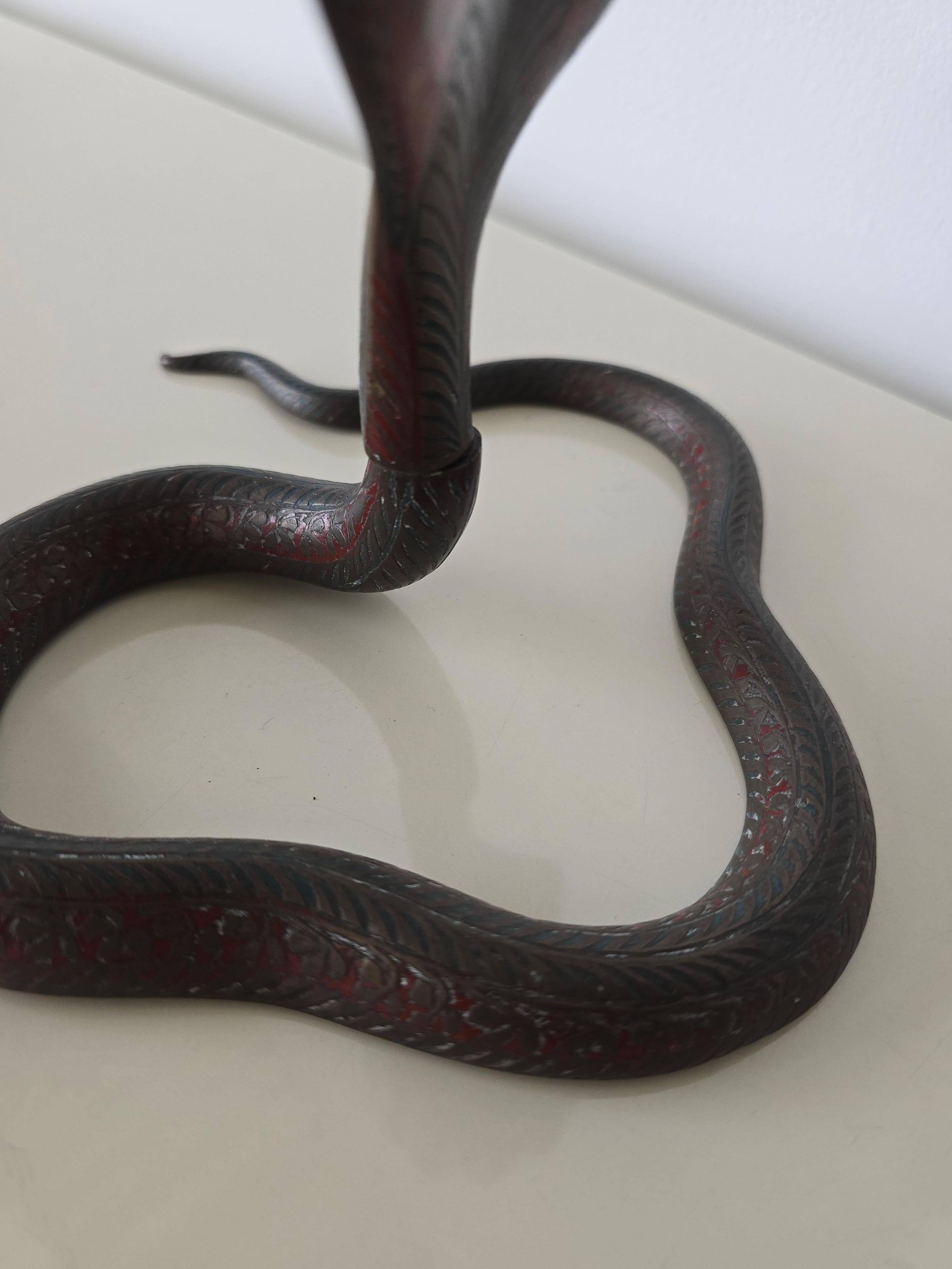 Mid-20th Century Cobra Snake Brass Bronze Candleholders