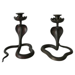 Cobra Snake Brass Bronze Candleholders