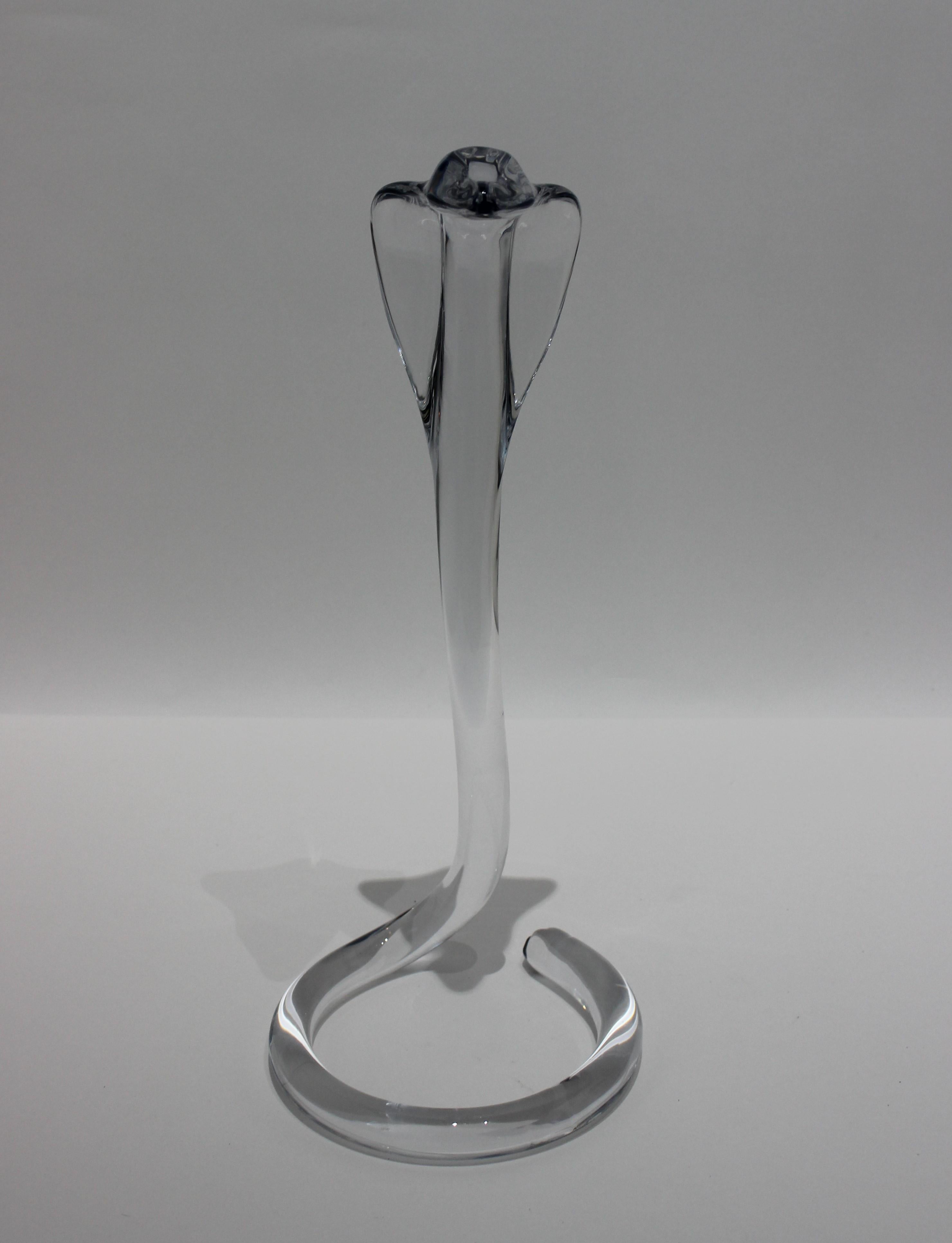 Modern Daum Crystal Cobra Snake Figure