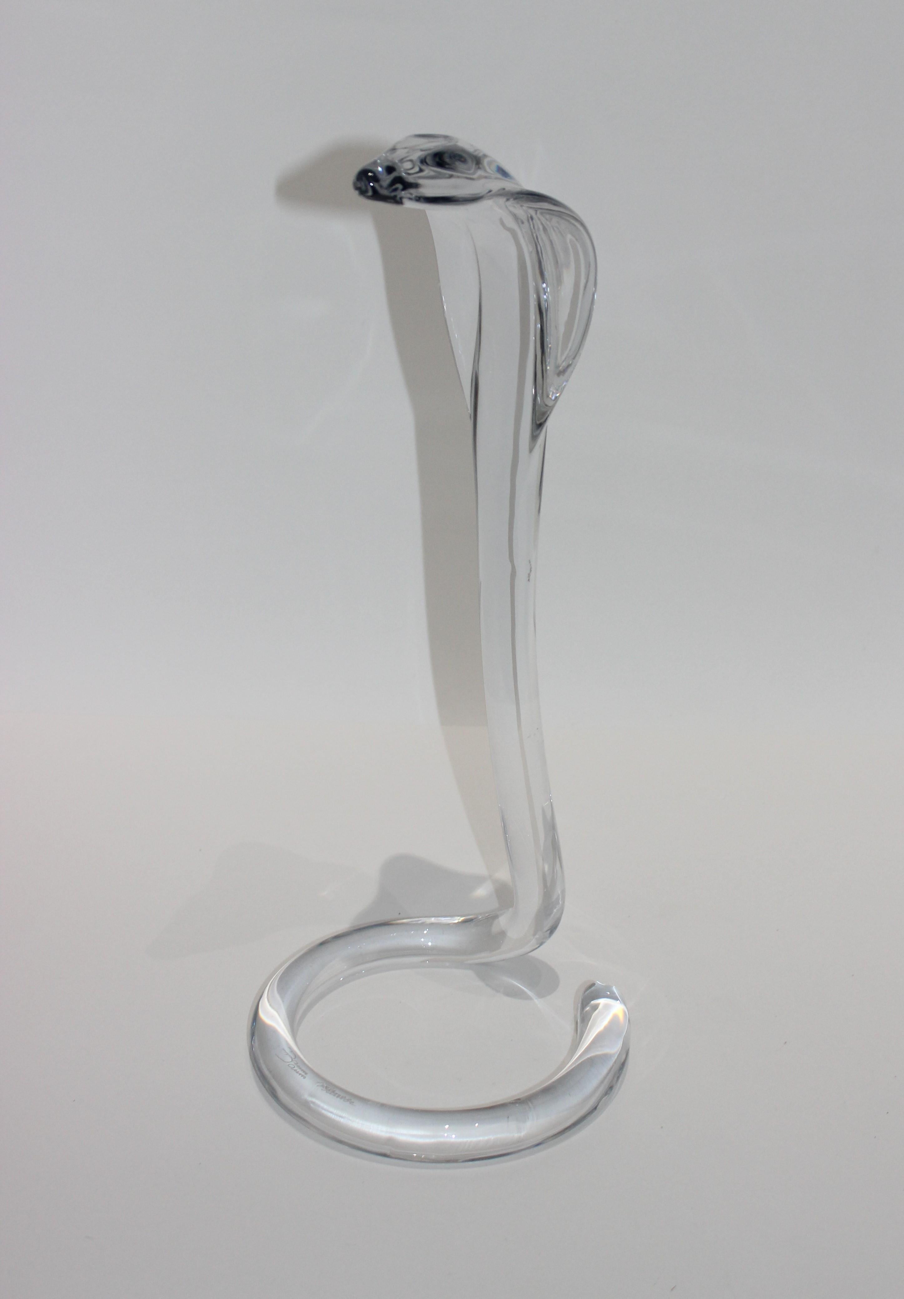 French Daum Crystal Cobra Snake Figure