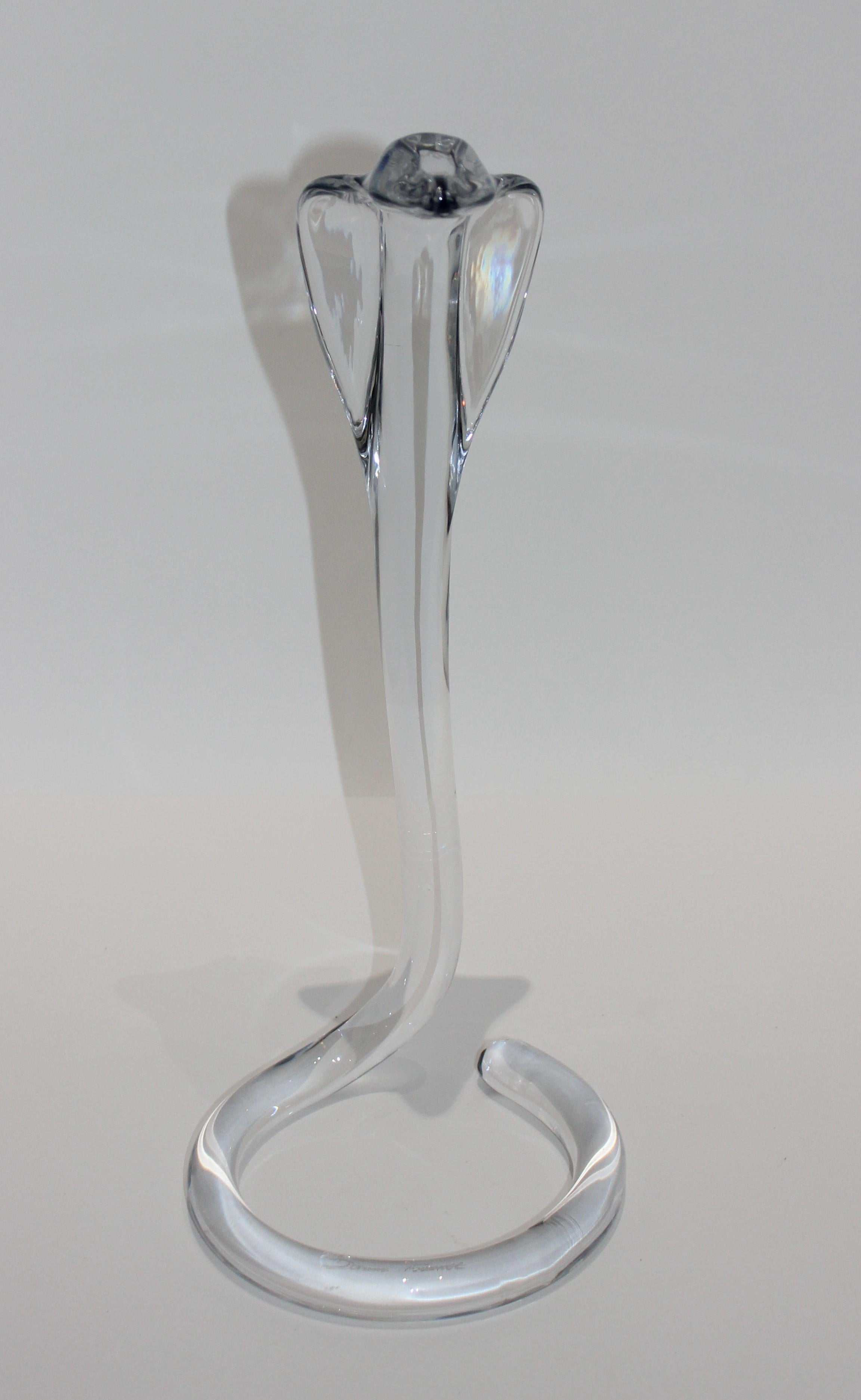 Molded Daum Crystal Cobra Snake Figure