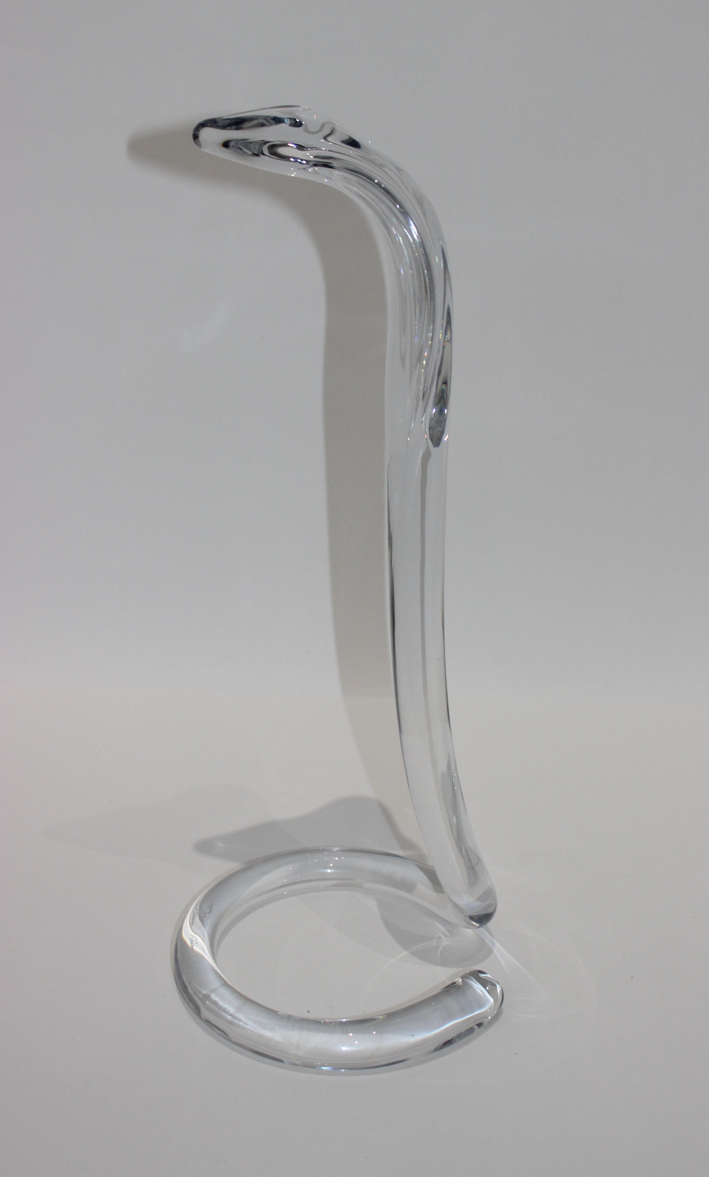 Daum Crystal Cobra Snake Figure In Good Condition In West Palm Beach, FL