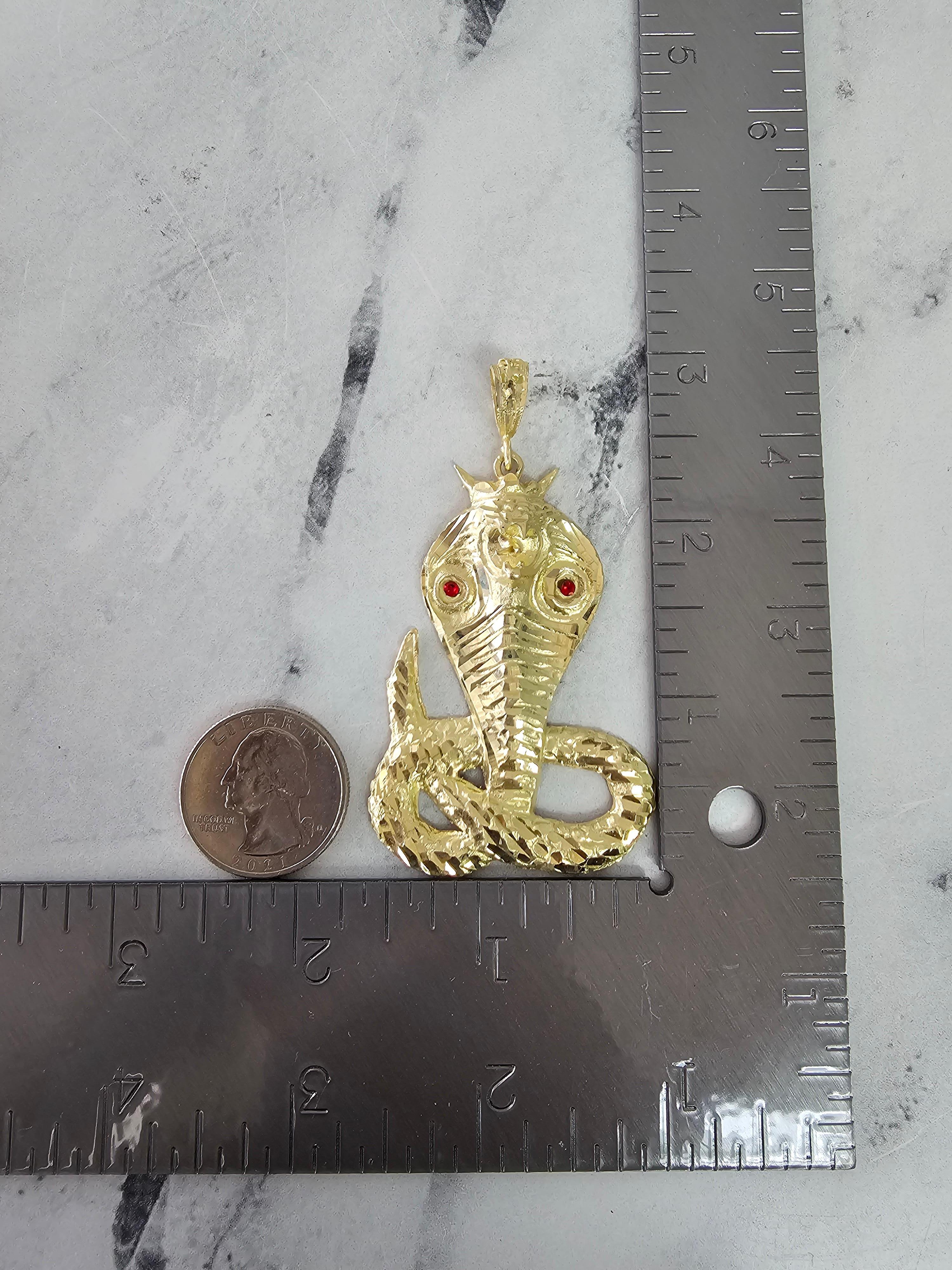 Cobra-Schlangen-Gold-Halskette mit Rubin-Akzenten 10K Gelbgold (Rundschliff) im Angebot