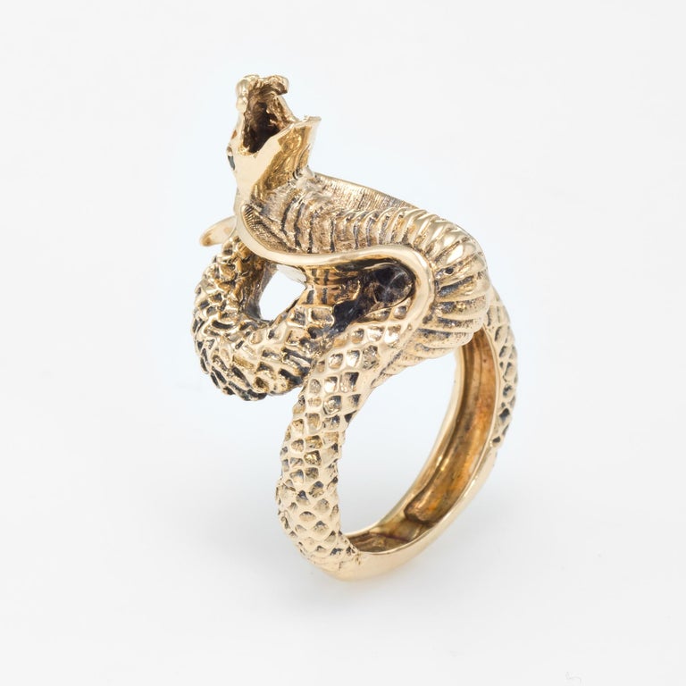 Cobra Snake Ring Vintage 14 Karat Gold Estate Fine Jewelry Serpent Pre