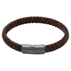 Cobra Sontuoso Bracelet in Italian Brown Leather & Black Rhodium Plated, Size S