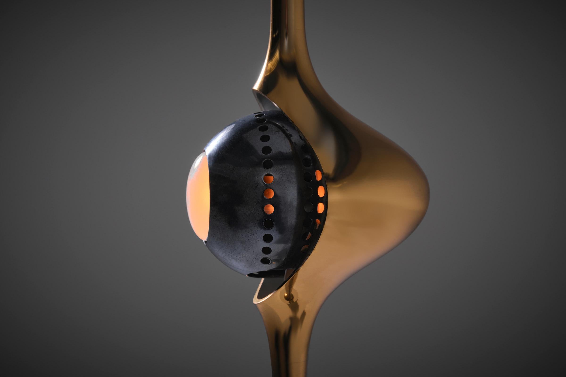 Milieu du XXe siècle Lampe de table Cobra en laiton par Angelo Lelii pour Arredoluce, Italie 1962 en vente