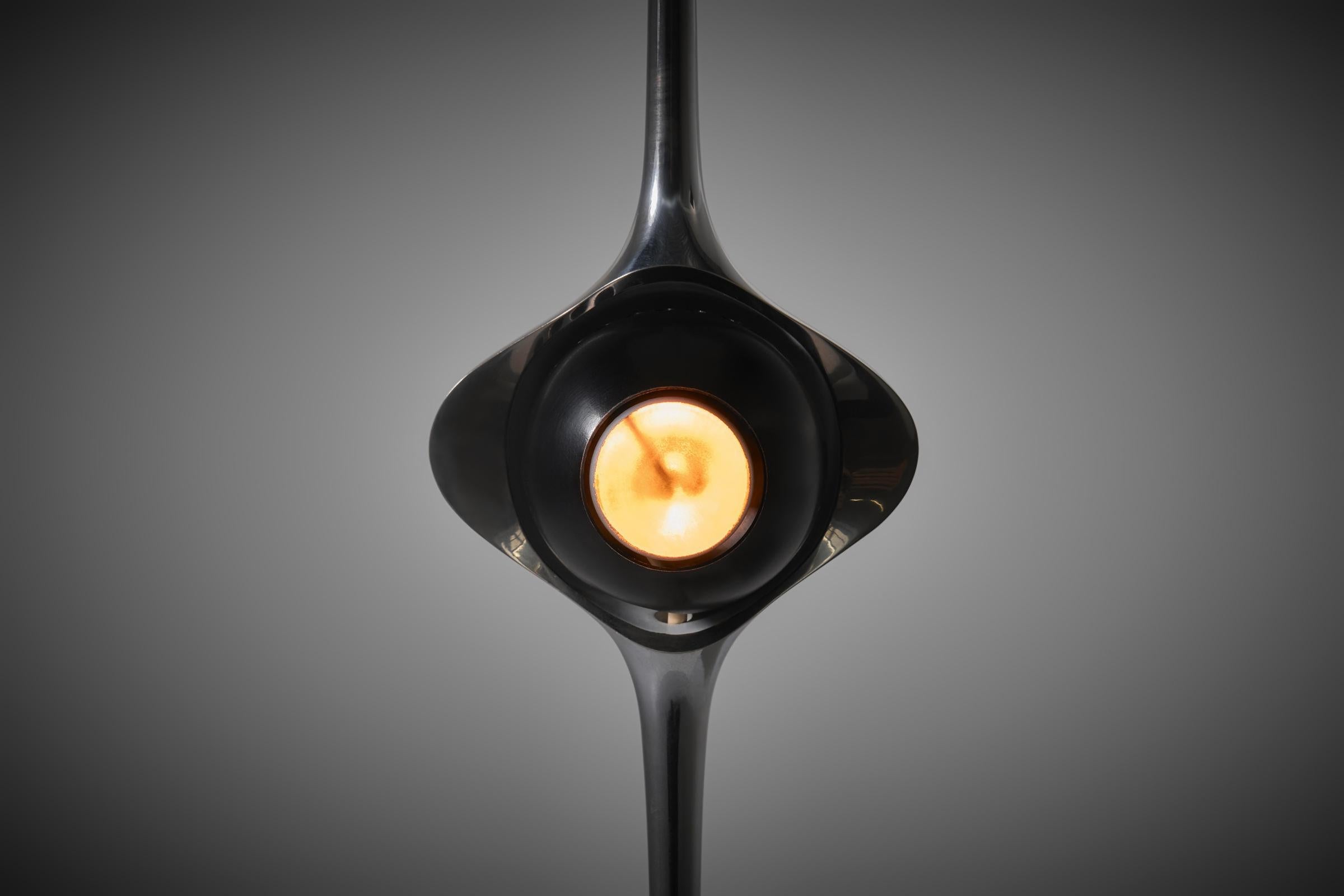 Mid-Century Modern Lampe de table Cobra en laiton nickelé d'Angelo Lelii pour Arredoluce, Italie 1962 en vente