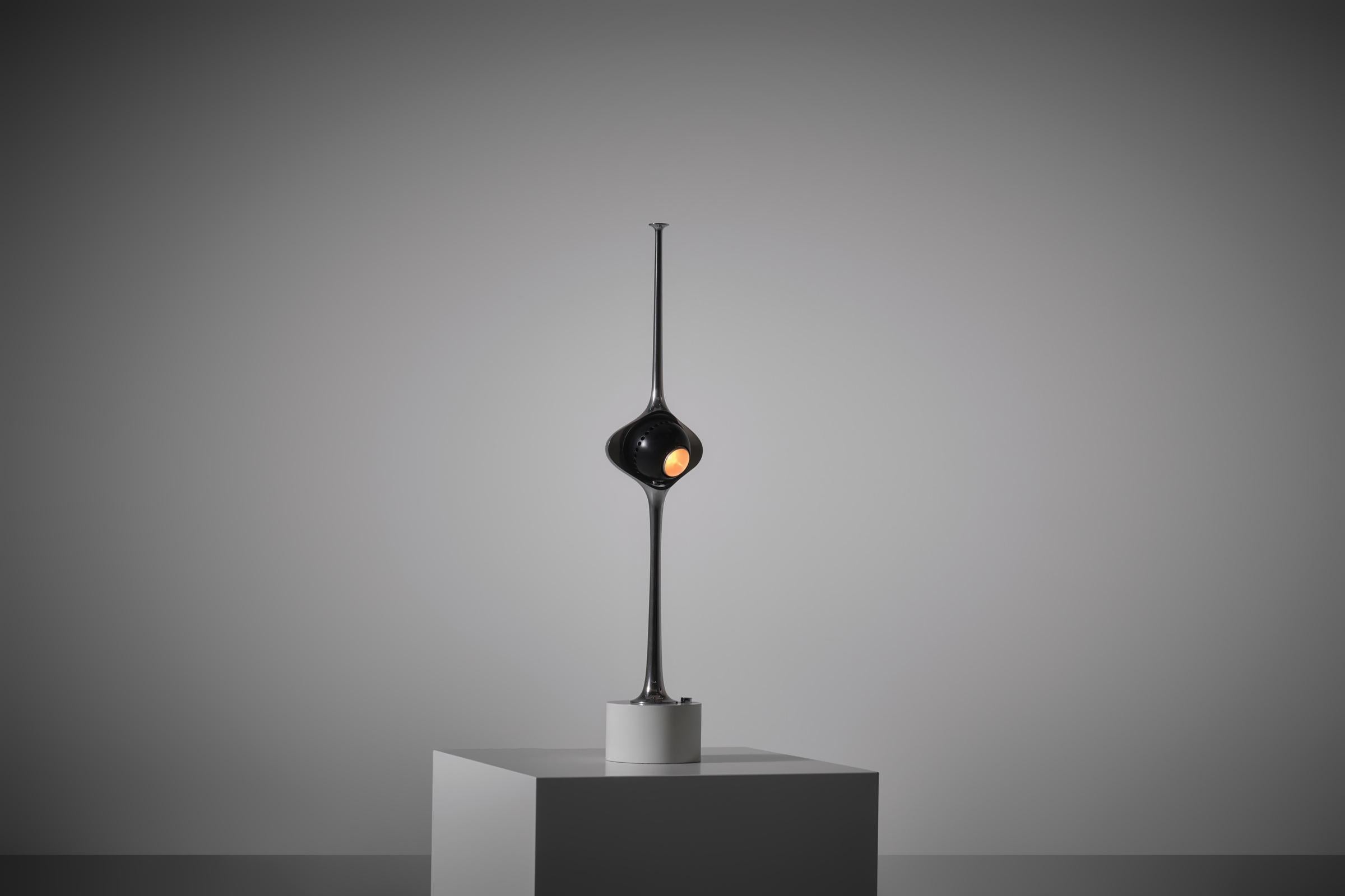 italien Lampe de table Cobra en laiton nickelé d'Angelo Lelii pour Arredoluce, Italie 1962 en vente