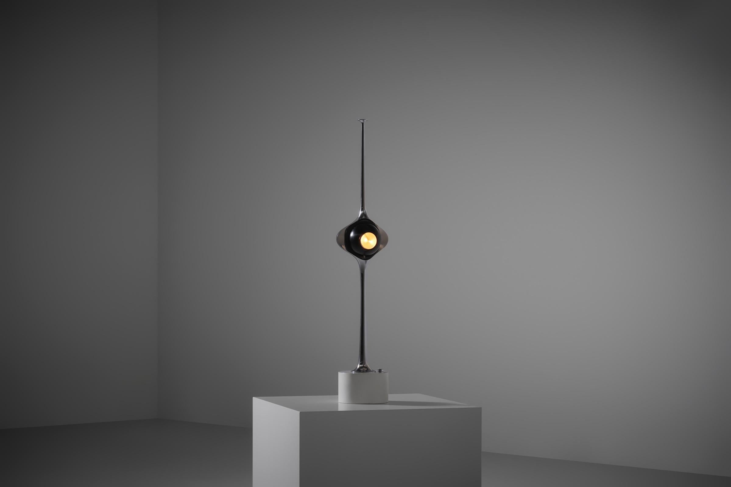 Milieu du XXe siècle Lampe de table Cobra en laiton nickelé d'Angelo Lelii pour Arredoluce, Italie 1962 en vente